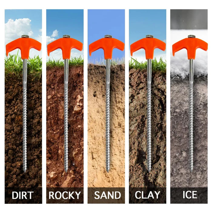 8 Screw in Tent Stakes - Ground Anchors Screw in