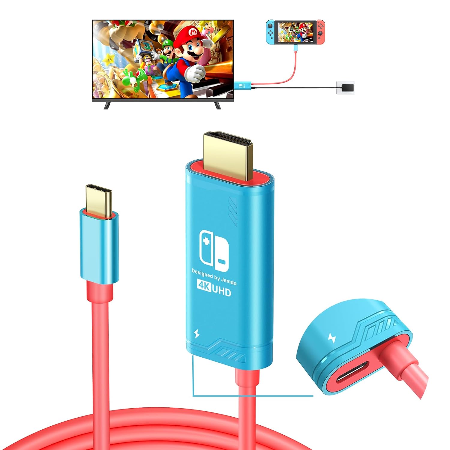 4K HD USB C to HDMI Cable For Switch