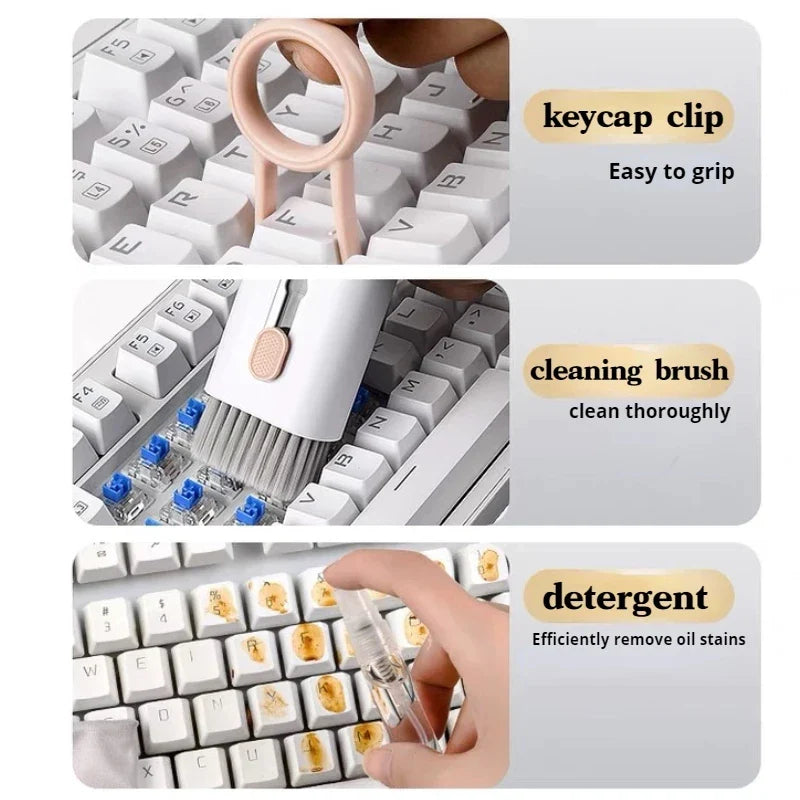 7-In-1 Cleaner Kit Computer Keyboard Clean Brush Bluetooth Earphone Cleaning Pen Keycap Puller Phone Screen Laptop Cleaner Tools