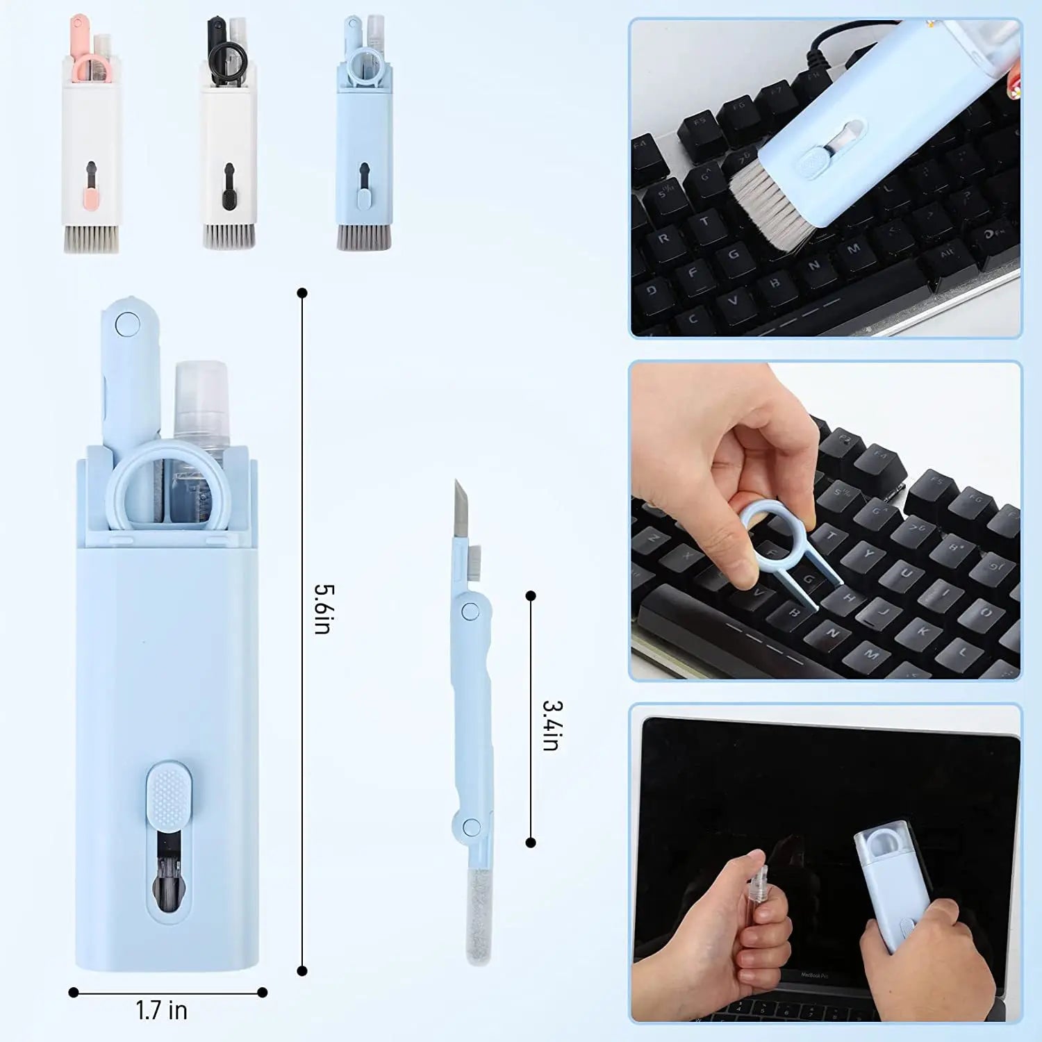 7-In-1 Cleaner Kit Computer Keyboard Clean Brush Bluetooth Earphone Cleaning Pen Keycap Puller Phone Screen Laptop Cleaner Tools