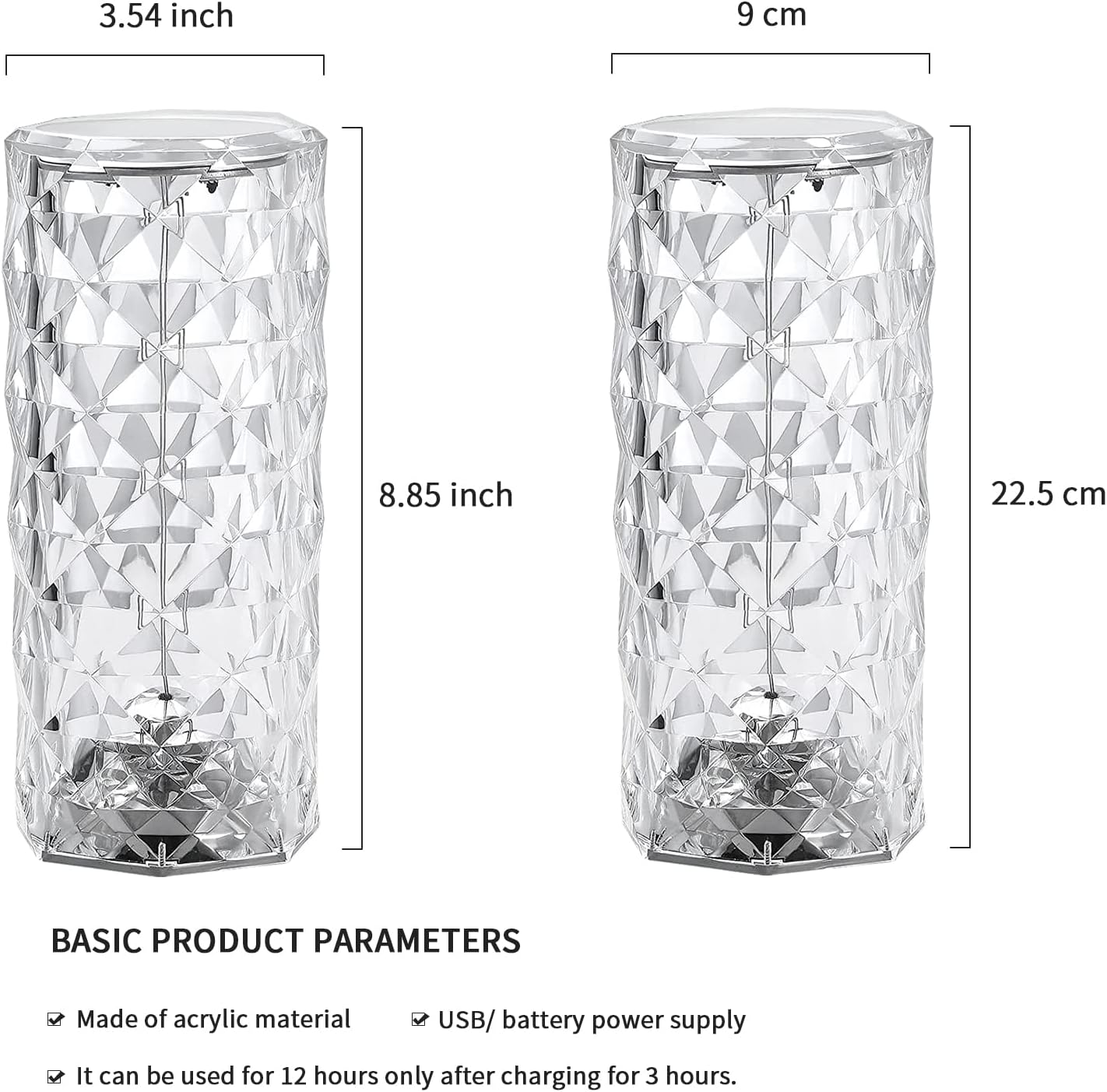 Rechargeable Rose Shadow Table Lamp,Touch and Remote Control,Colorful and Adjustable,Romantic Crystal Diamond Lamp