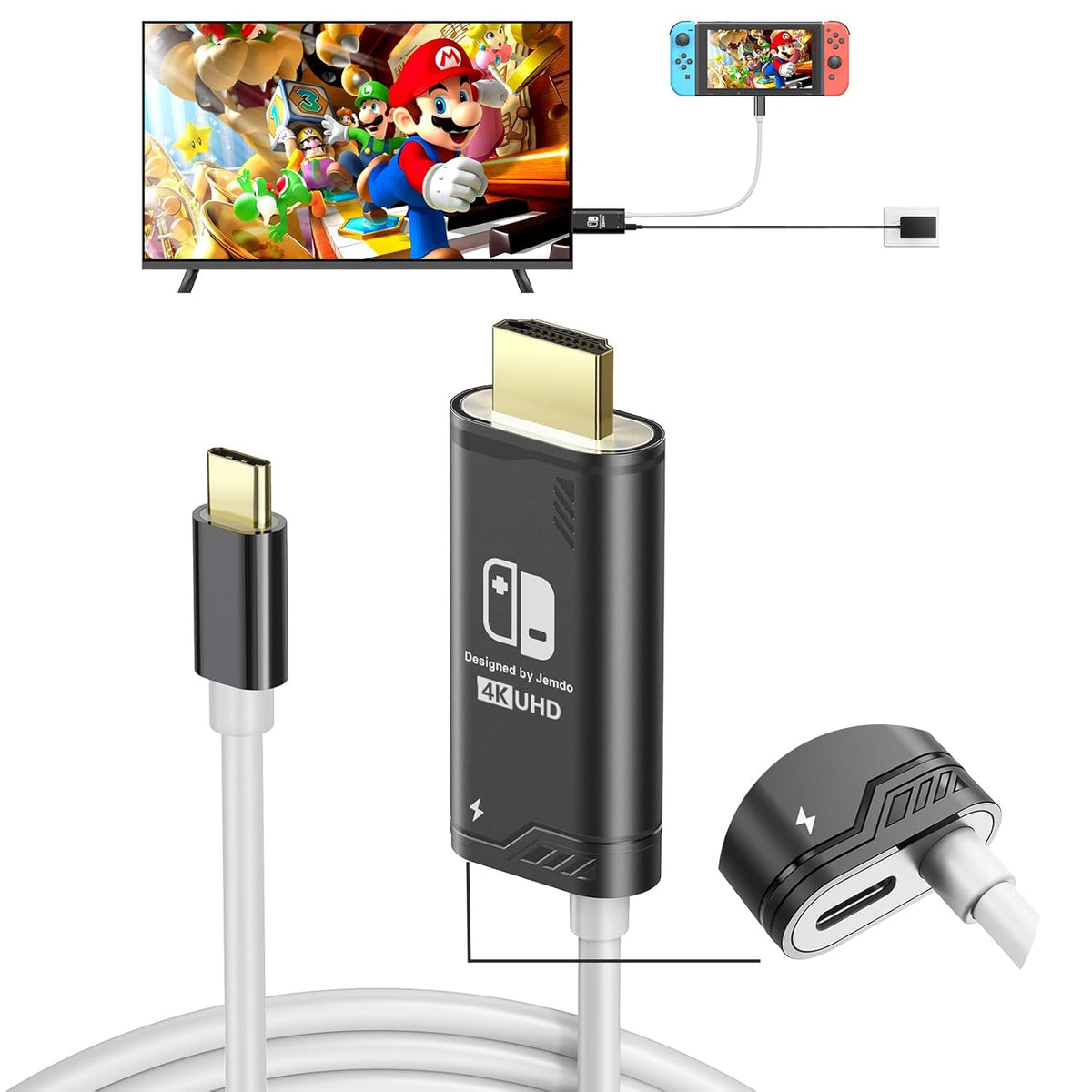 4K HD USB C to HDMI Cable For Switch